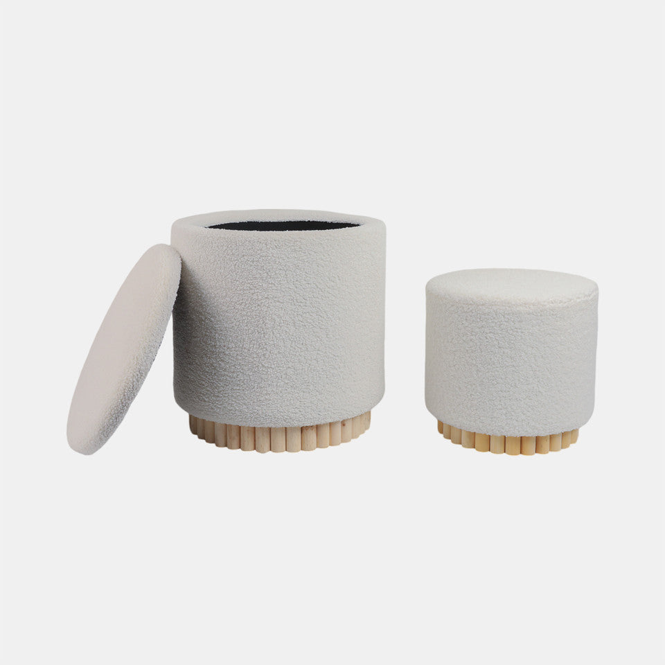 Fluted Boucle Ottoman