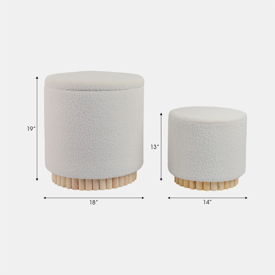 Fluted Boucle Ottoman