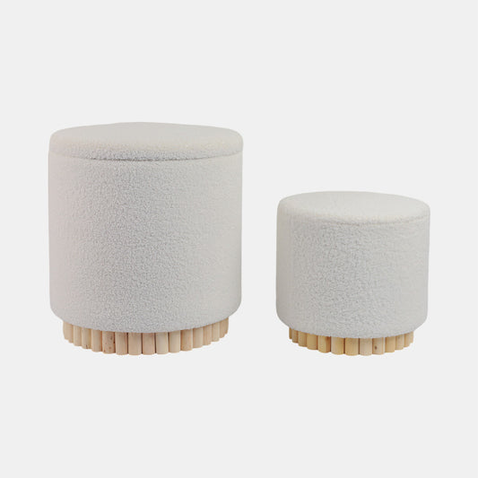 Fluted Boucle Ottoman