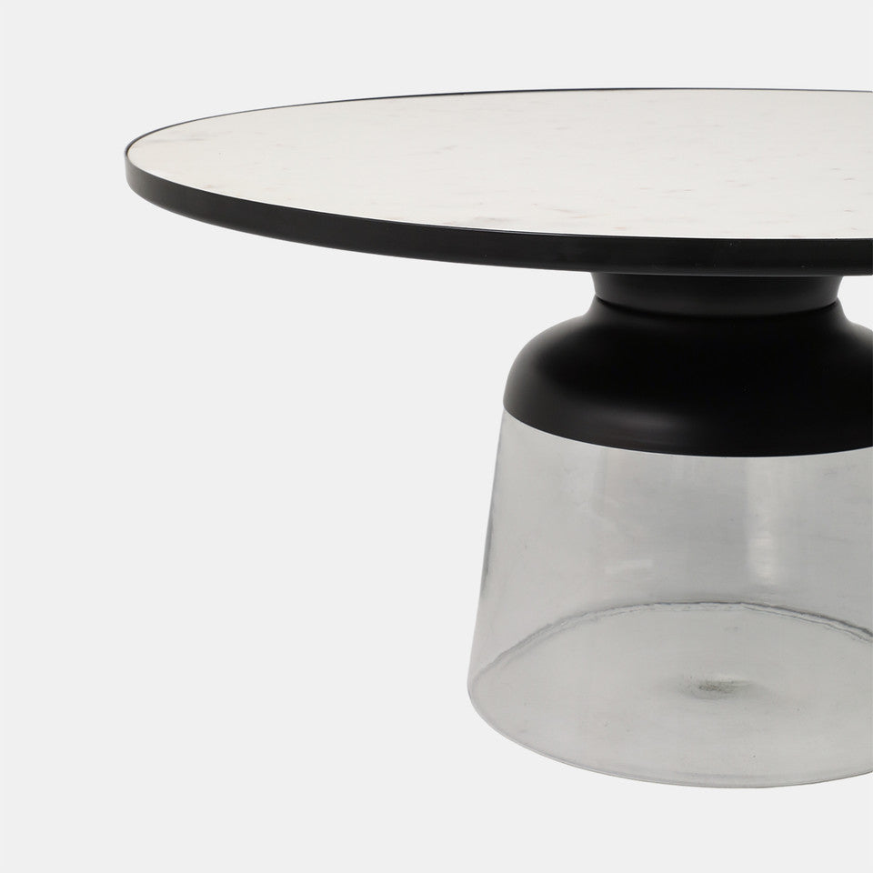 Glass Coffee Table with Marble Top