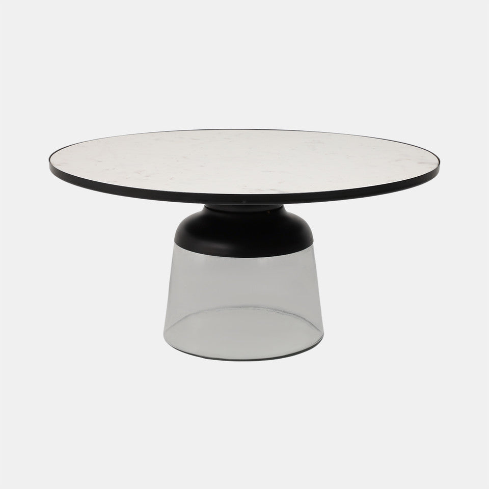 Glass Coffee Table with Marble Top