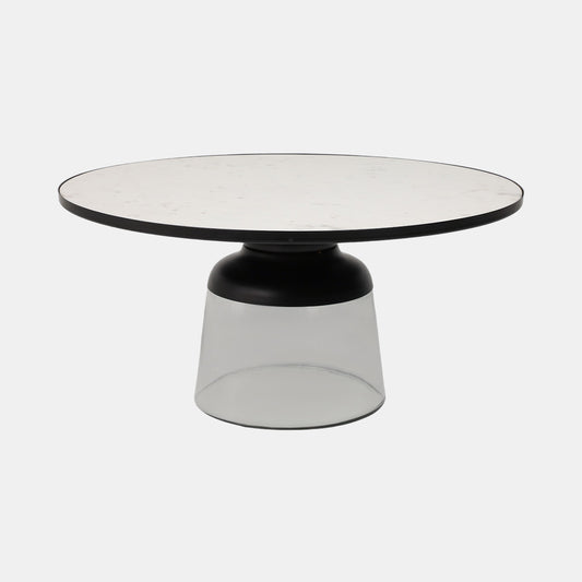 Glass Coffee Table with Marble Top