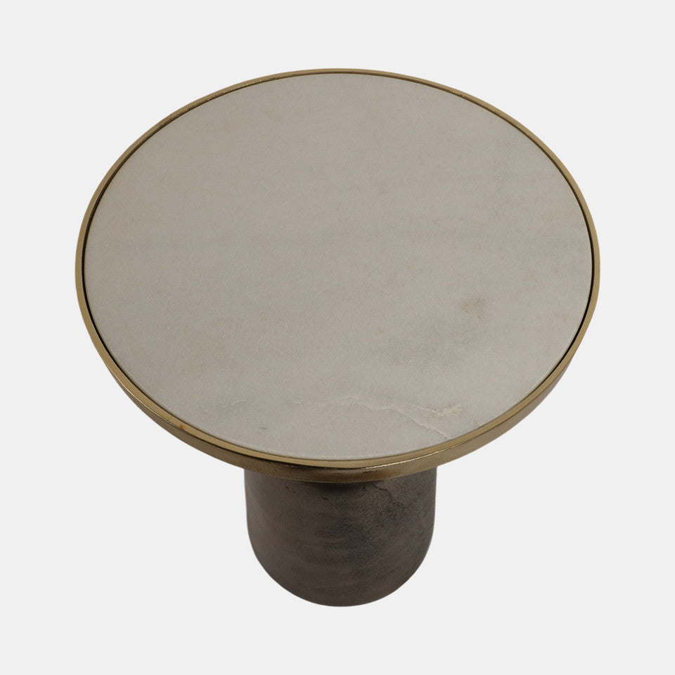 Metal Accent Table White Marble Top