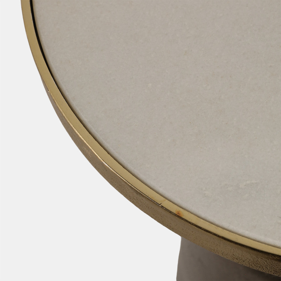 Metal Accent Table White Marble Top
