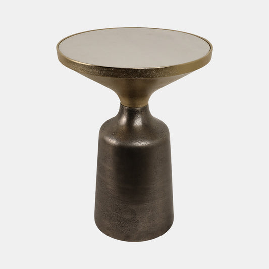 Metal Accent Table White Marble Top