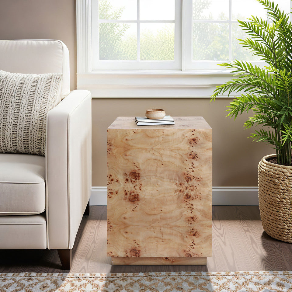 Burl Wood Block Accent Table