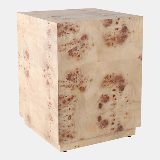 Burl Wood Block Accent Table