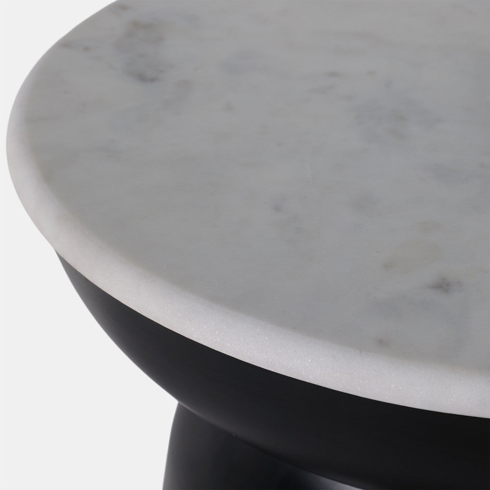 Metal Accent Table Marble Top