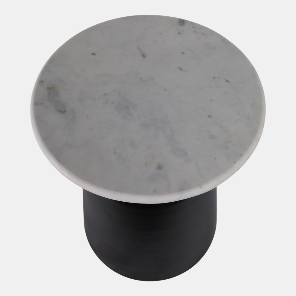 Metal Accent Table Marble Top