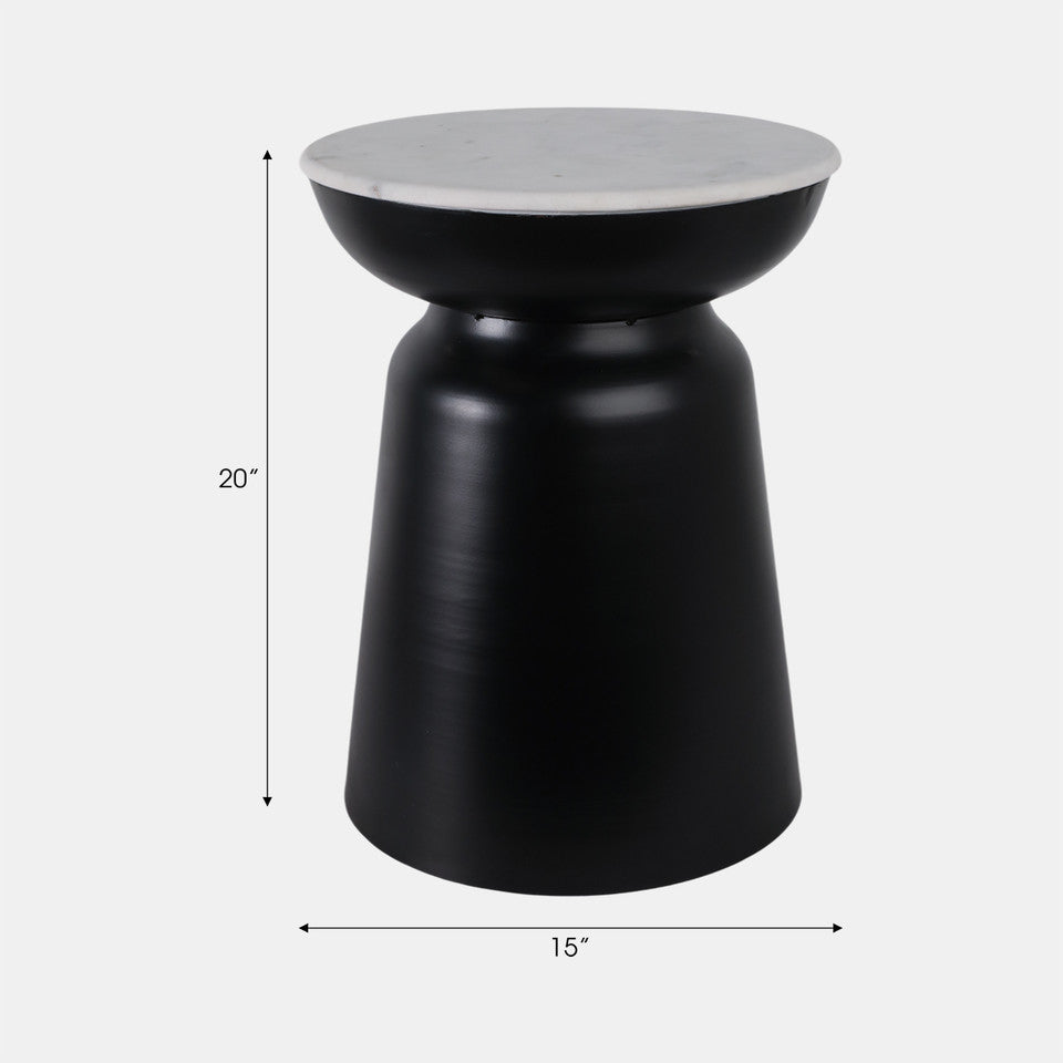 Metal Accent Table Marble Top