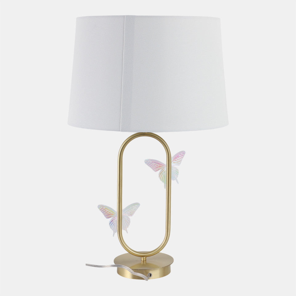 Metal Table Lamp With Glass Butterflies