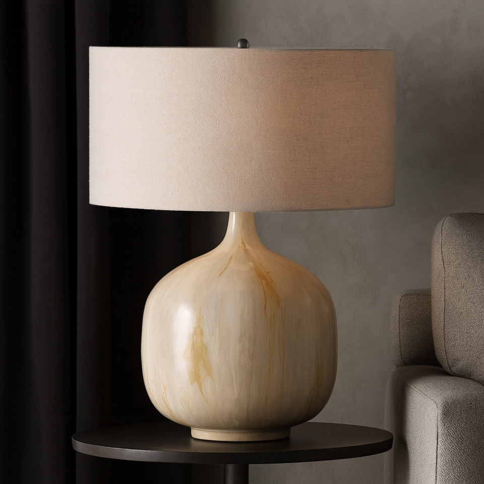 Metal Base Table Lamp, Ivory