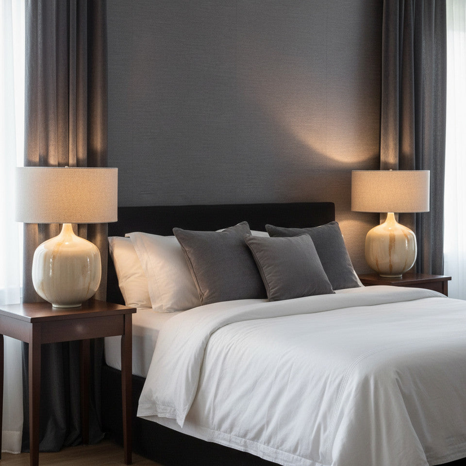 Metal Base Table Lamp, Ivory